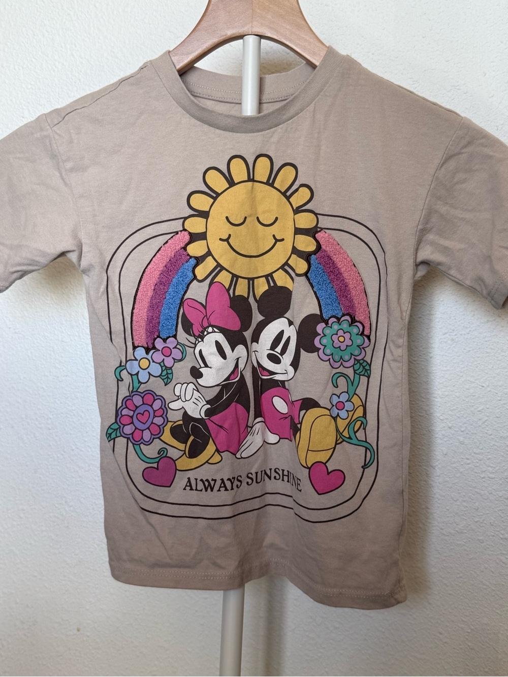 Disney Mickey & Minnie "Always Sunshine" Beige Short Sleeve T-Shirt Kids 4
